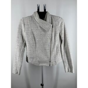 Banana Republic Womens Gray Tweed Moto Jacket Asymmetrical Zip Size M